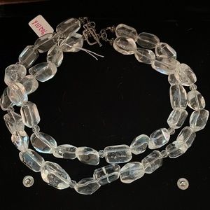 Double stand clear gem stone necklace